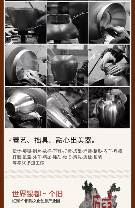 Tác phẩm của bậc thầy Xu Yunyong Mùa thu Ci Vần Tin Can Trôi sơn mài Đốm Tin Rồng Sơn mài Tin nguyên chất Trà có thể Sơn mài thủ công hũ đựng trà bằng gốm
