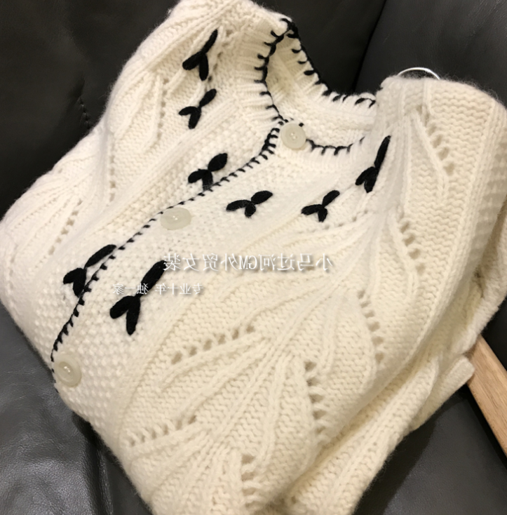 Brand discount mall withdraws women's foreign trade cut label handmade heavy crochet stick needle wool thick knitted cardigan coat