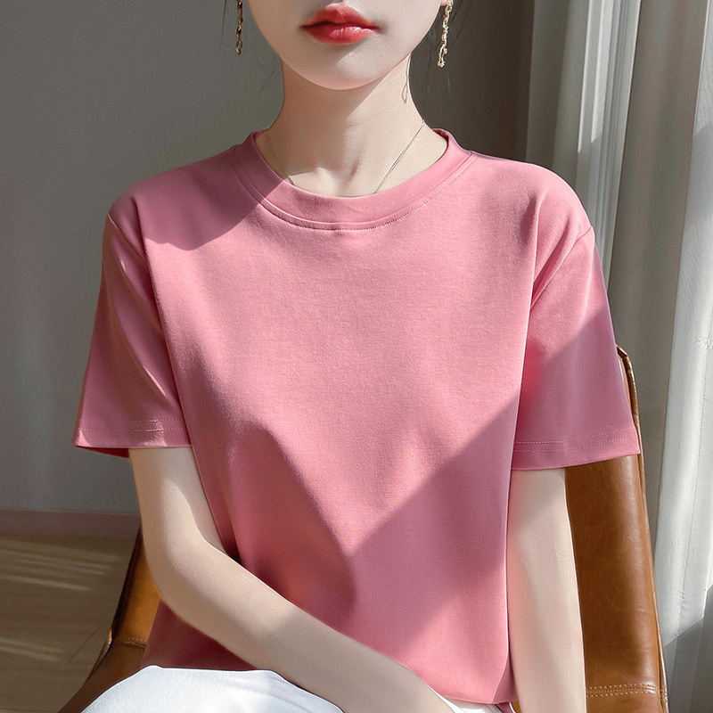 Non-Sticky Liquid Ammonia Mercerized Cotton Short-Sleeve T-Shirt for Women, Pure Cotton, Xinjiang Long-Staple Cotton, Regular Shoulder Half-Sleeve Tank Top Base Shirt Non-Sticky Liquid Ammonia Mercerized Cotton Short-Sleeve T-Shirt for Women, Pure Cotton, Xinjiang Long-Staple Cotton, Regular Shoulder Half-Sleeve Tank Top Base Shirt