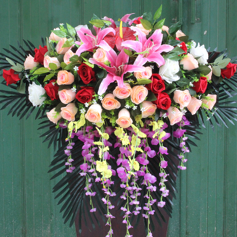 Speech Desk Flower Simulation Flower Meeting Room Fake Flower Pendulum Pieces Front Office Flowers Speech Stage Covelation Conference Table Decoration Hanging Flowers