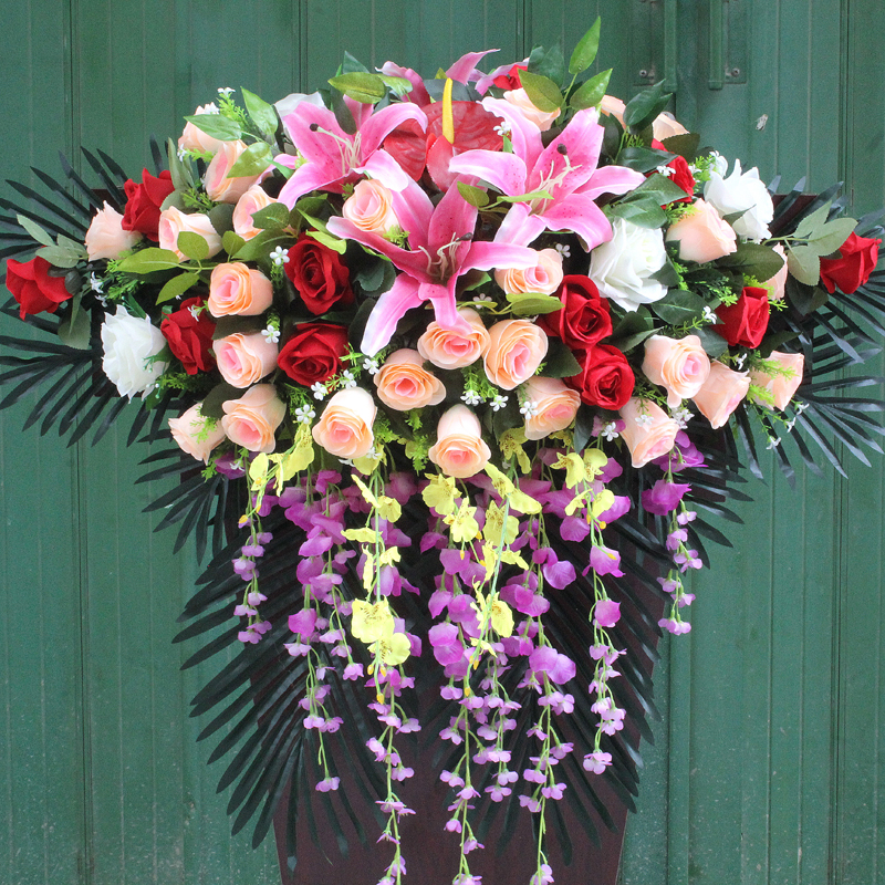 Hanging Lecture Terrace Flowers Speech Desk Decoration Flower Meeting Room Fake Flower Pendulum Pieces Chairwoman Table Pendulum Flower Foreground Conference Table Flowers