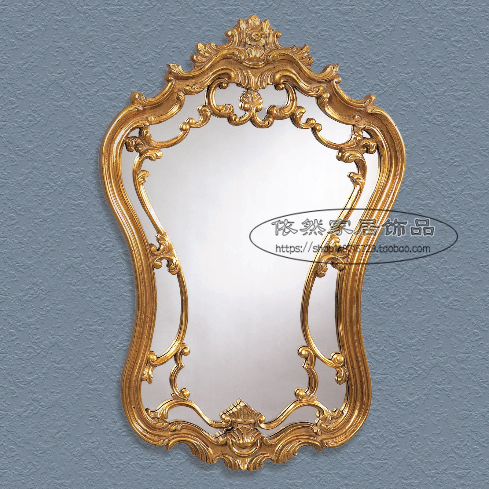 European classical carving decorative mirror porch bathroom living room sofa background wall mirror powder room wall hanging decorative mirror