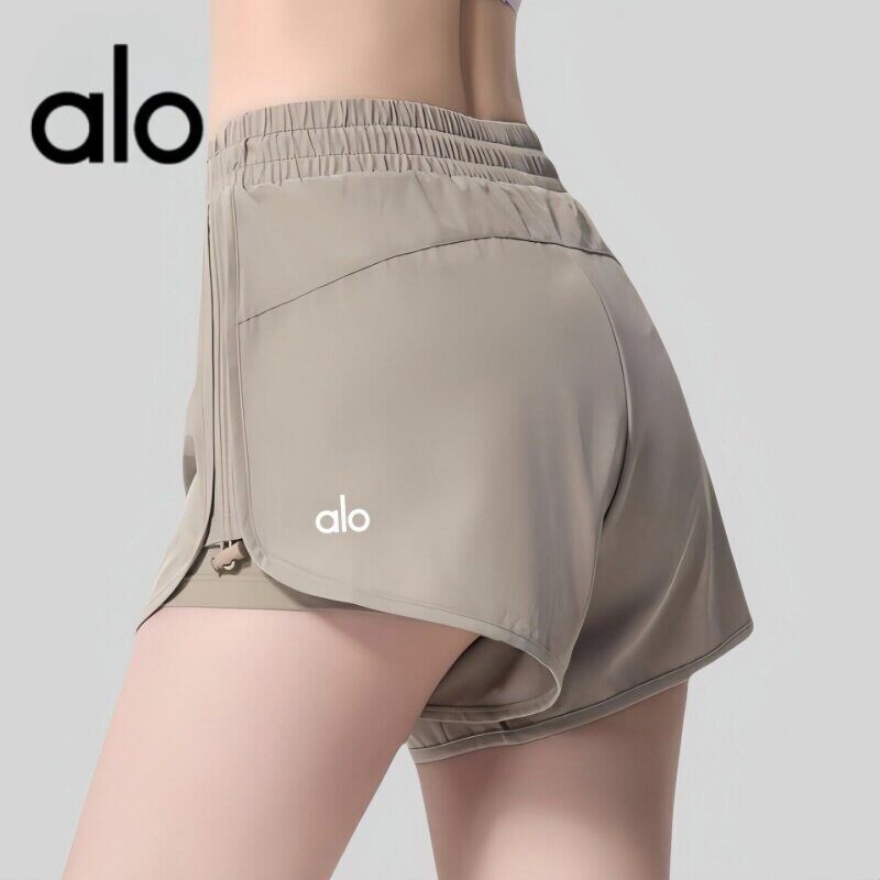 Aio Fake Two-Piece Yoga Shorts for Women, Loose Quick-Drying Running Fitness Shorts, Summer Anti-Exposure Sports Training Pants