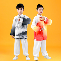 61 childrens martial arts practice with less pediment taijiquan to perform young childrens kung fu fan show costumes