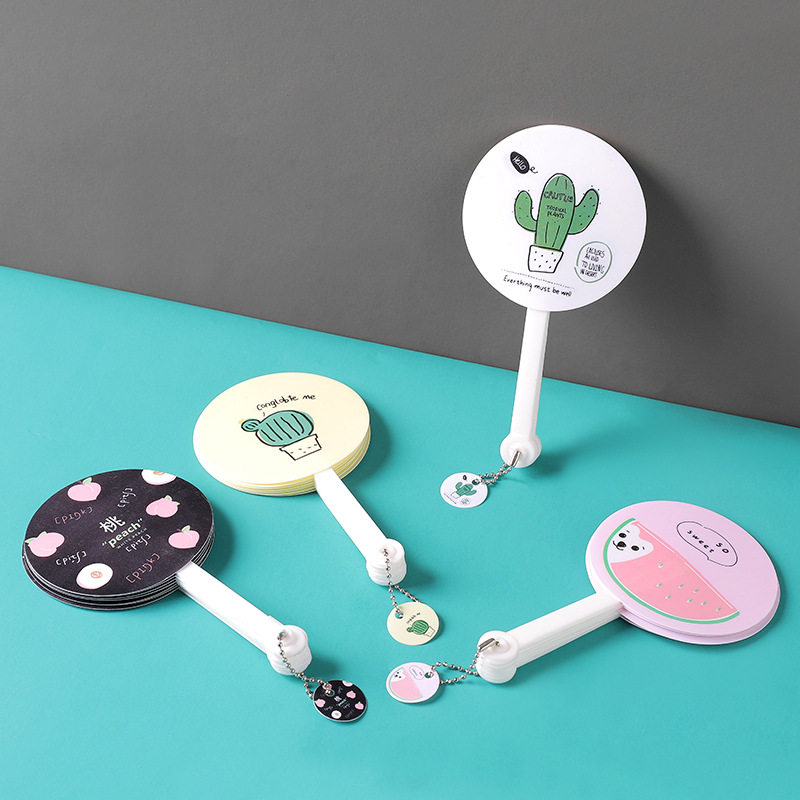 Mini Folding Group Fan student portable small fan cute cloth noodles Travel cartoon Day style round fan Gift