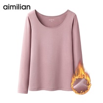 Emily love fever plus velvet long sleeve T-shirt women autumn and winter warm grinding black slim top with base shirt