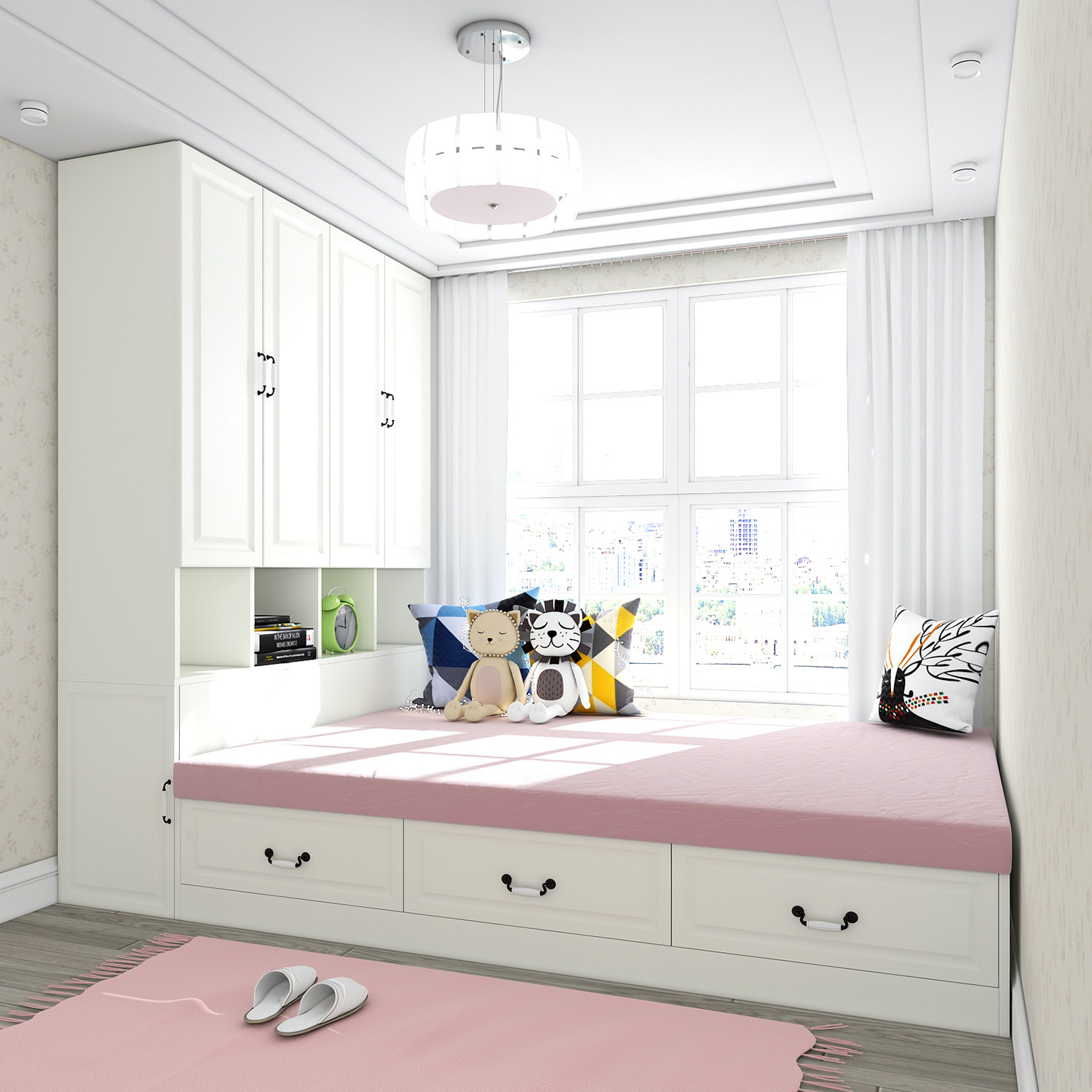 ins Tatami modern simple bookcase Wardrobe one-piece bed Children's storage storage bed Small apartment customization