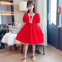 girls summer dress princess dress 5 four 6 6 7 8 9 9 100 12 12 year old ultra-ocean-gas trendy little girl child skirt