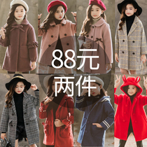 Girls  woolen coat 7 autumn and winter 9 years old 8 childrens Ni coat 10 middle child little girl Ni clothes 12 Korean version 6