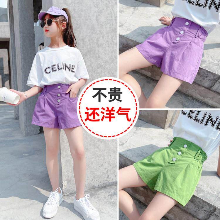 Girl shorts Summer slim fit 2021 Children's foreign summer outwear white girl jeans CUHK Scout pants