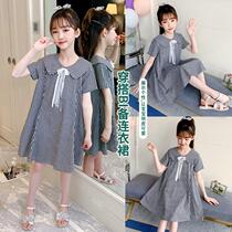 Girl Summer Clothing Short Sleeves Dress 80 11 Grand Child Foreign Air Korean Version 12 Girl Summer Princess Dresses 10-15 Years Old