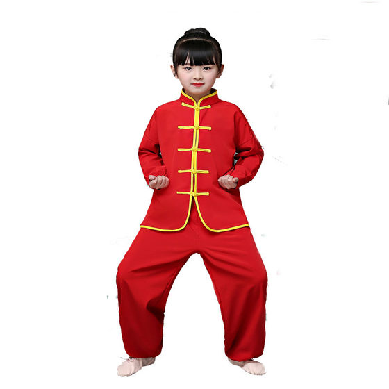 Children's martial arts spring and autumn boys and girls four-sided elastic training clothes martial arts training clothes long and short-sleeved performance clothes Chinese style