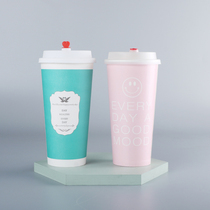 Thickened milk tea cup cupcake disposable with cover commercial net red mug 700cc packing cup 500 Custom logo