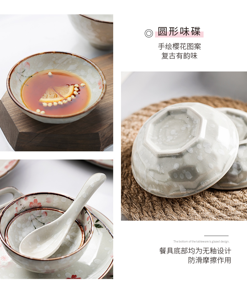 Porcelain color beauty of Japanese cherry blossom put people eat ceramic tableware suit household use suit dish dishes suit