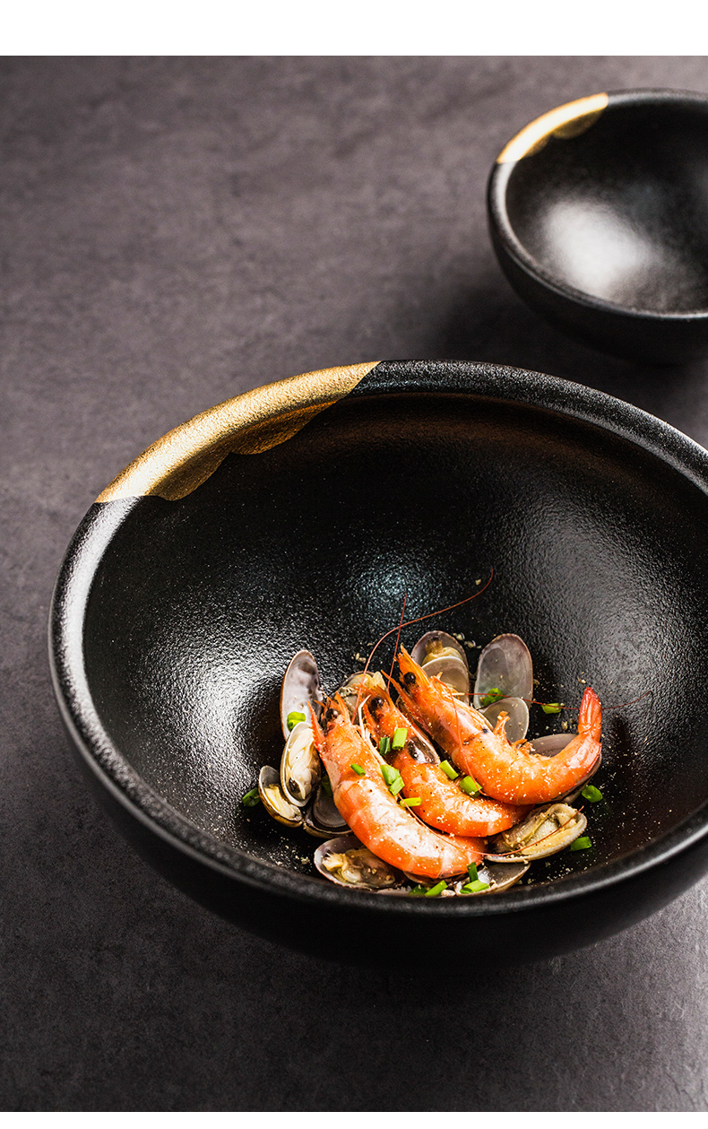 Porcelain color beauty creative black ceramic tableware paint edge household rice bowls rainbow such as bowl bowl dish dish steak dishes