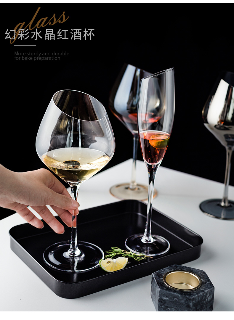 Porcelain color beautiful European bevel glass with large glasses of red wine glass goblet champagne glass