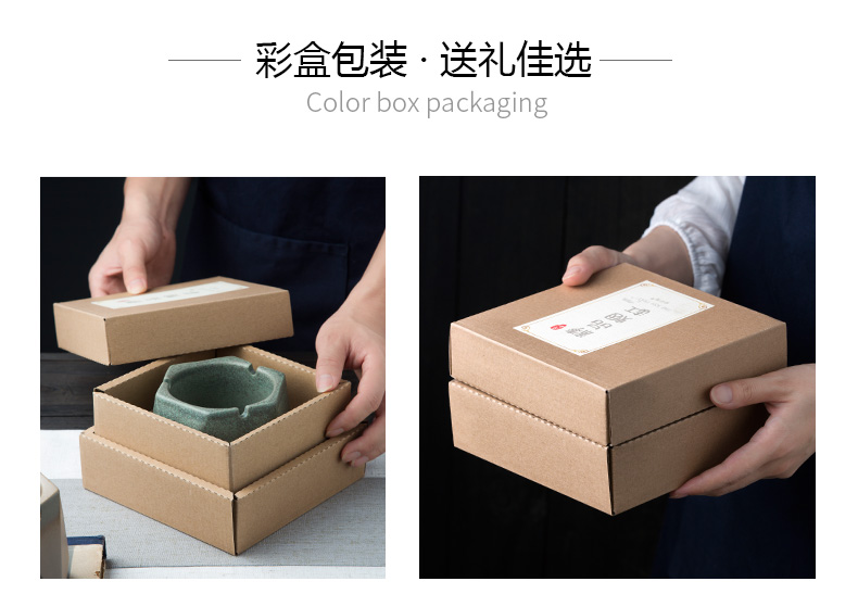 Porcelain color beautiful ashtray up with the new Chinese style of creative move large household multi - functional office ceramic ashtray trend