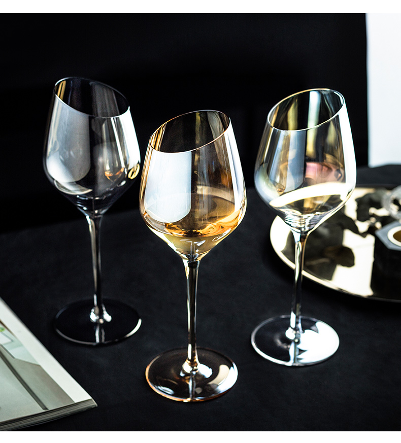 Porcelain color beautiful colored inclined family crystal glass red wine goblet champagne cups of wine glass ou