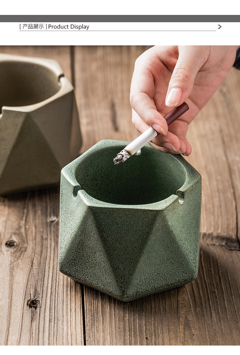 Porcelain color beautiful ashtray up with the new Chinese style of creative move large household multi - functional office ceramic ashtray trend