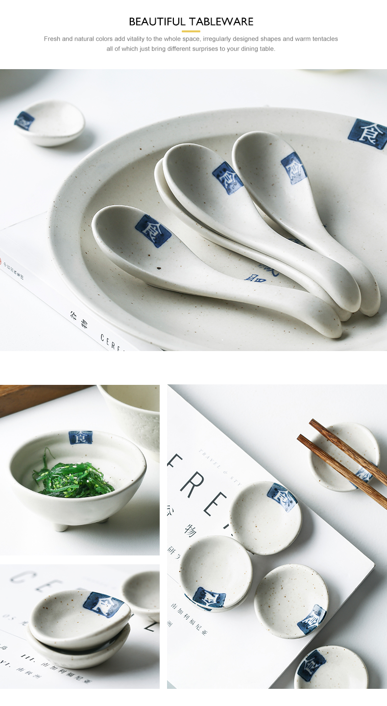 Creative Japanese bowls plates ceramic tableware porcelain color food word home to eat noodles bowl of soup bowl of soup dish plate