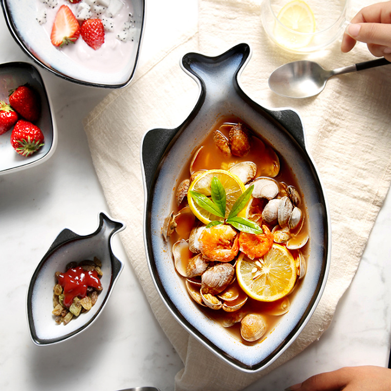 Nordic household large soup bowl shaped bowl creative ceramic fruit salad bowl move tableware rainbow such as bowl dish bowl for the job