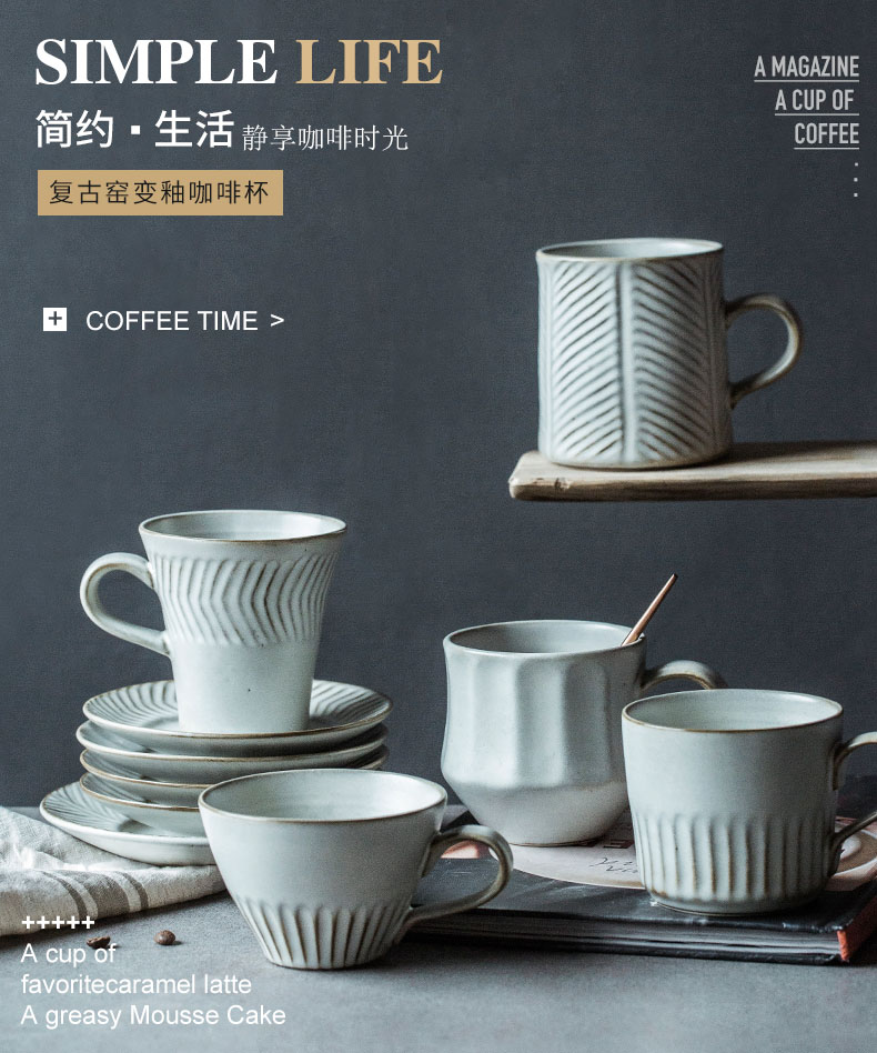 Porcelain color beauty creative household ceramic cup coffee cups and saucers suit retro garland hanging ear coffee cup