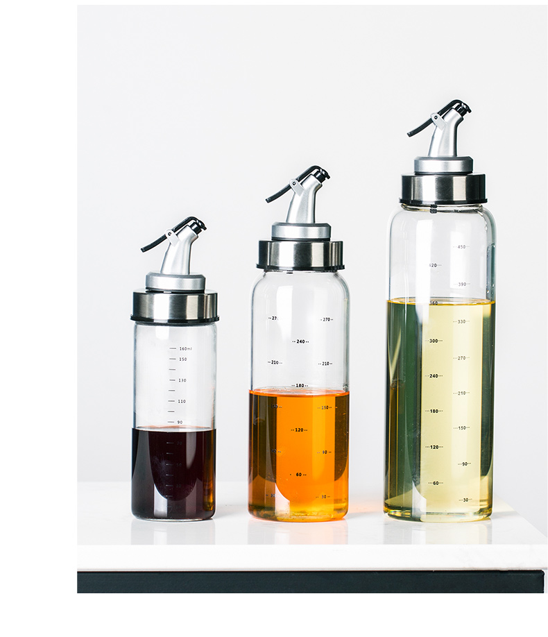 Porcelain color beauty creative glass oil can press the drip tight caster household kitchen soy sauce, vinegar, olive oil bottle