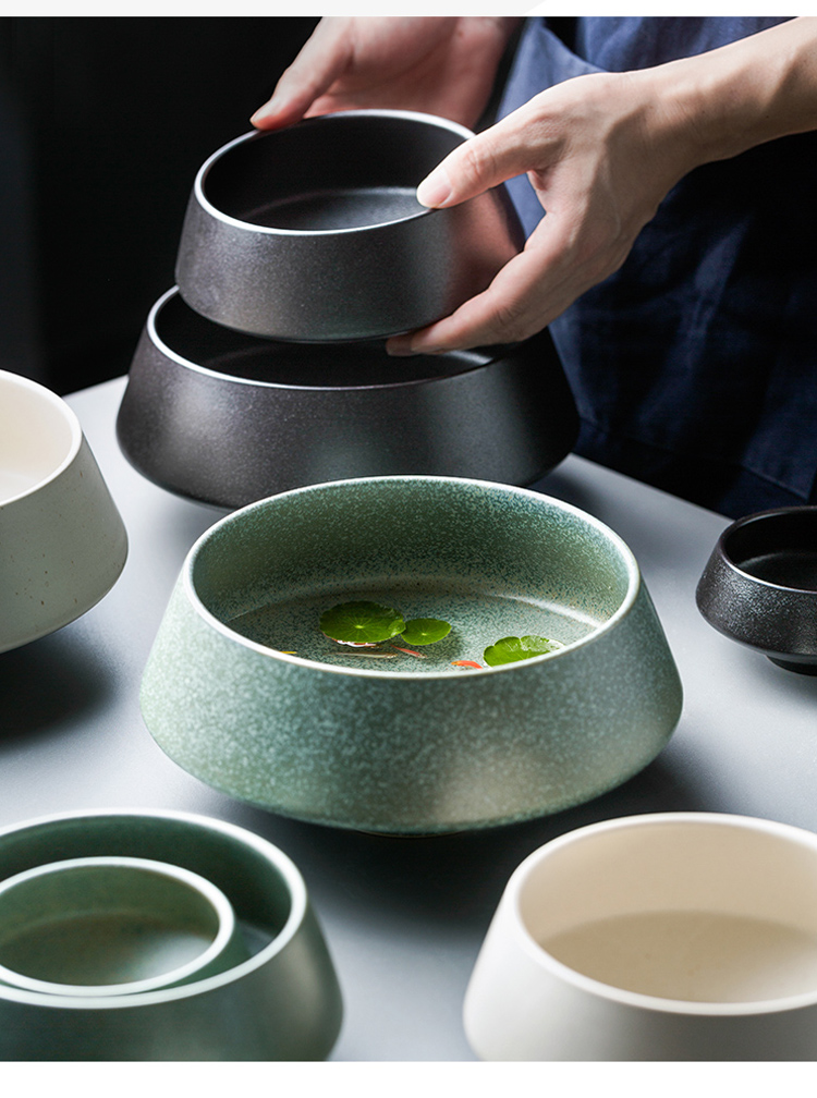 Porcelain color beauty creative ceramic bowl noodles bowl of soup bowl dish large irregular salad bowl tall bowl of tableware restoring ancient ways