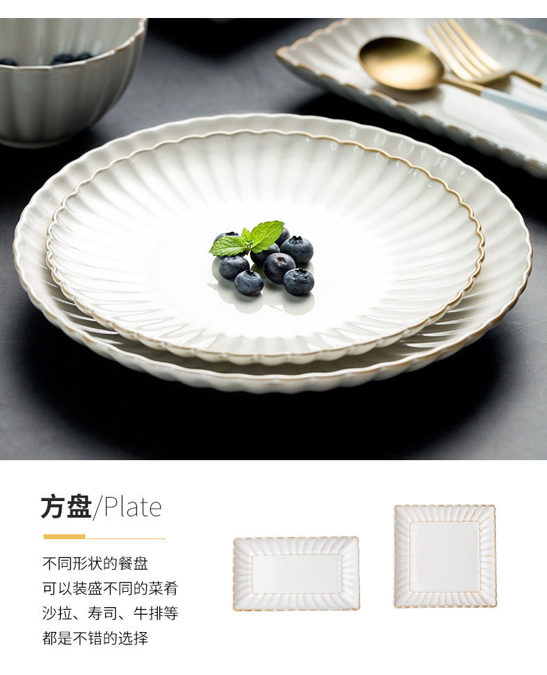 Porcelain color beautiful by creative dish ceramic tableware household rice bowls salad bowl such dishes taste western food dish dish dish plate