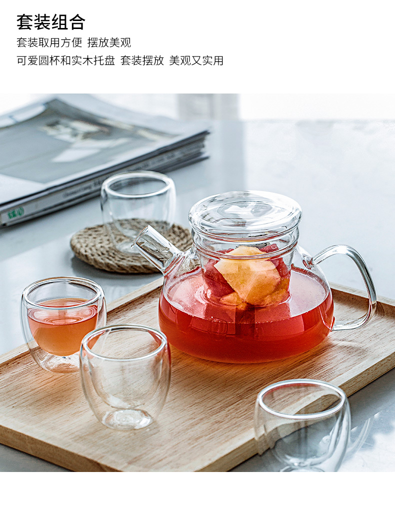 Porcelain color beautiful little teapot high temperature resistant filter with cover glass teapot household thickening cups kung fu tea set