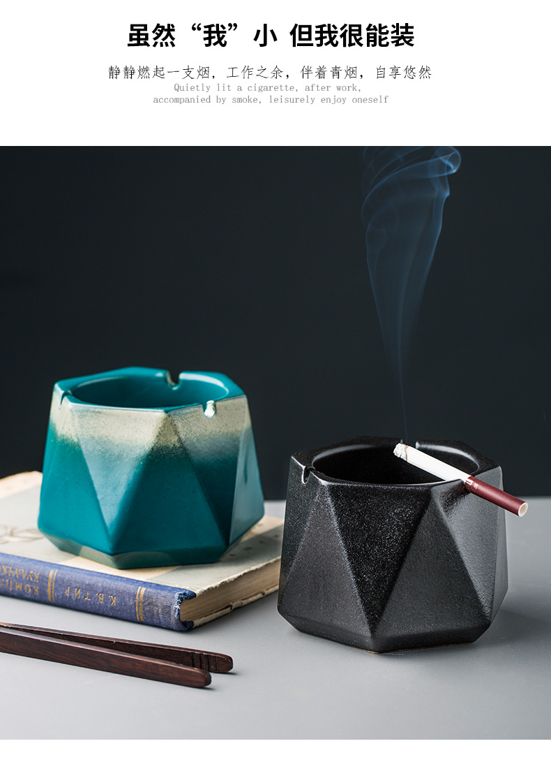 Porcelain color beautiful ashtray up with the new Chinese style of creative move large household multi - functional office ceramic ashtray trend