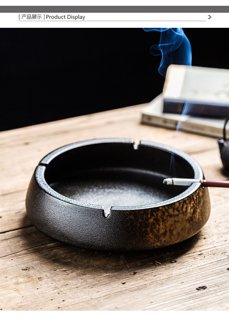 Porcelain color beauty creative emboss ceramic ashtray large thick retro home sitting room office ashtray