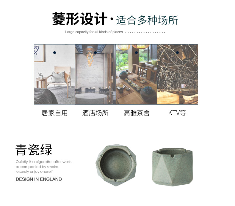 Porcelain color beautiful ashtray up with the new Chinese style of creative move large household multi - functional office ceramic ashtray trend
