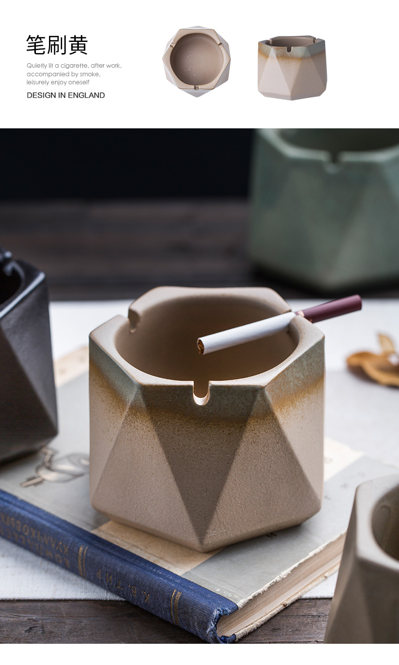 Porcelain color beautiful ashtray up with the new Chinese style of creative move large household multi - functional office ceramic ashtray trend