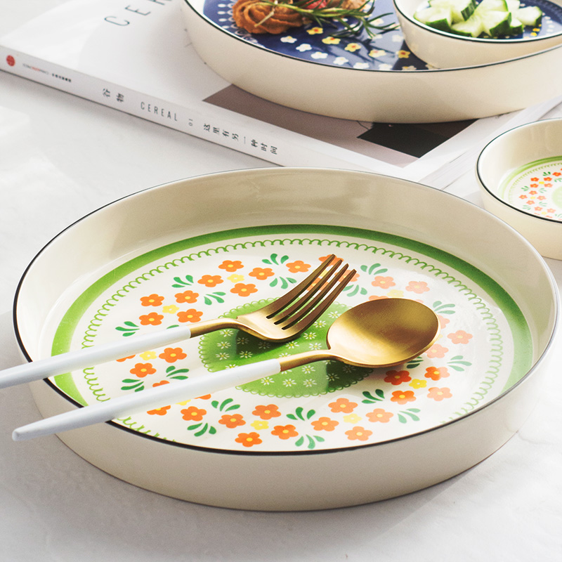 Creative folk ceramic plate western pasta dish breakfast dish move dessert snacks baking dish household food dish