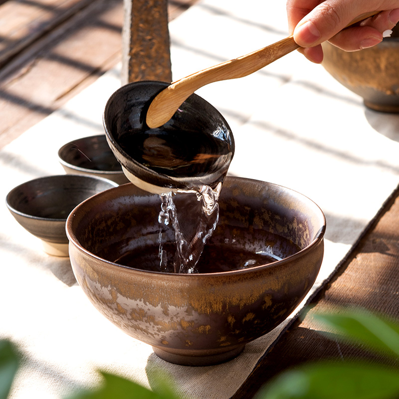 Japanese coarse pottery tea wash to move retro large wash to the ceramic bowl hand tea kungfu tea sea water fittings