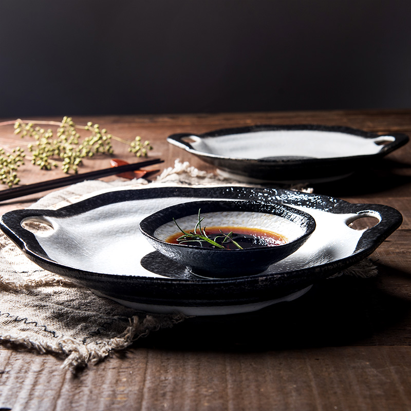 Porcelain color beauty creative Japanese ears plate move household food dish plate ceramic restoring ancient ways of disk all the breakfast tray
