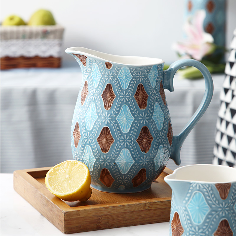 Relief the Mediterranean wind tableware suit creative western dishes of rice noodles soup bowl European ceramic dishes