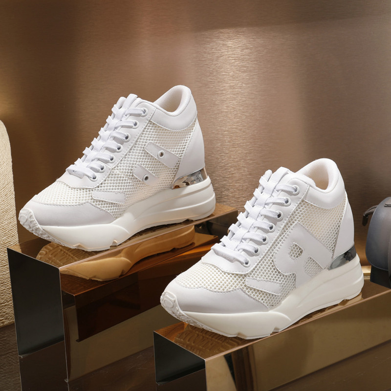 2026 Spring/Summer New Style Height-Increasing Women's Shoes Breathable Mesh Wedge Sneakers Genuine Leather Invisible Versatile Casual Shoes