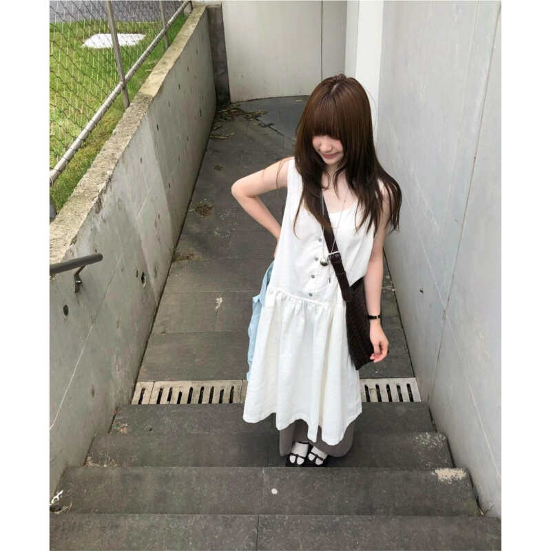 Placeorder Retro Japanese-Style Cool Summer Hemp Cotton Practical Layered Pocket White Dress for Women in Summer Placeorder Retro Japanese-Style Cool Summer Hemp Cotton Practical Layered Pocket White Dress for Women in Summer