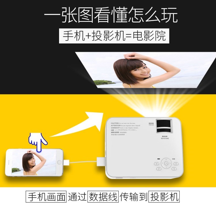 Máy chiếu siêu ngắn thông minh HD rạp hát tại nhà khoảng cách ngắn không có màn hình TV mini điện thoại di động máy chiếu gia đình - Máy chiếu máy chiếu mini giá rẻ dưới 1 triệu