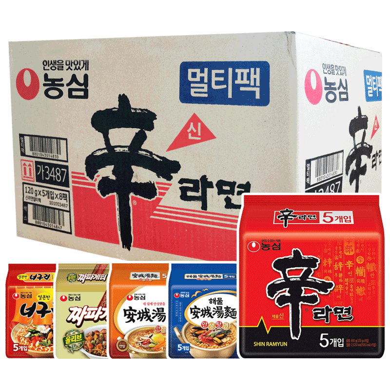 Korean Nongshim Imported Shin Ramyun Anseong Soup Noodles Korean-Style Jajangmyeon Instant Udon Noodles Wholesale by the Box