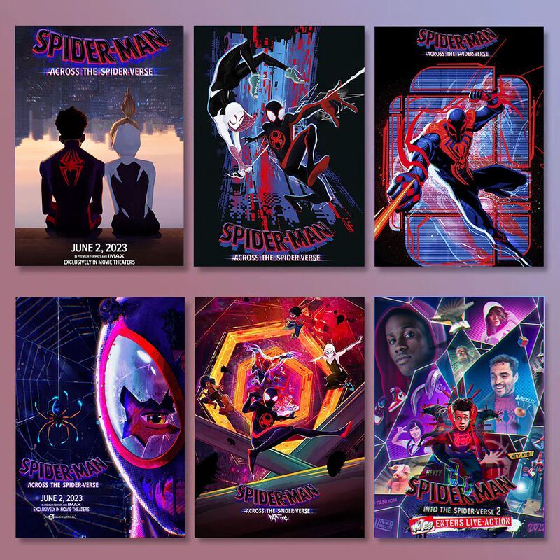 Spider-Man Across the Universe Marvel Posters Miles Gwen American-Style Decorative Stickers Dormitory Anime Wall Stickers