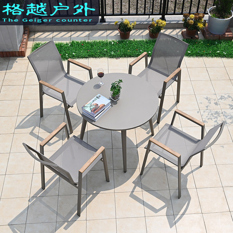 Outdoor table and chair courtyVilla dining table chaircombination outdoor open air sun-proof table and chair balcony