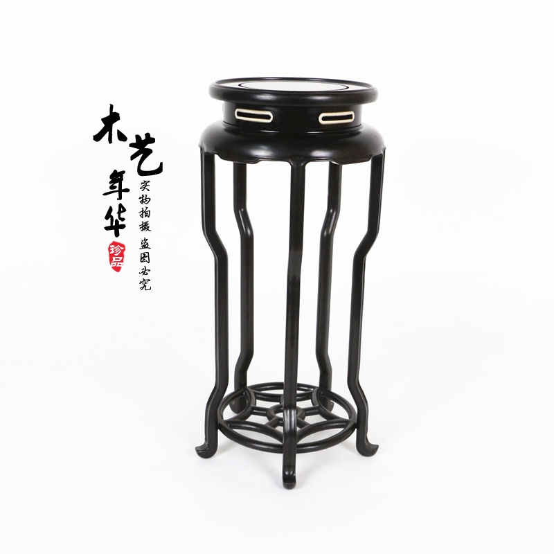 Mahogany ebony high-leg incense flower stand miniature bonsai vase base wooden support display stand jade teapot decoration seat