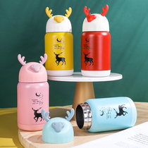 Small antler glass double insulation anti-scalding childrens water cup Kindergarten gift custom logo opening gift