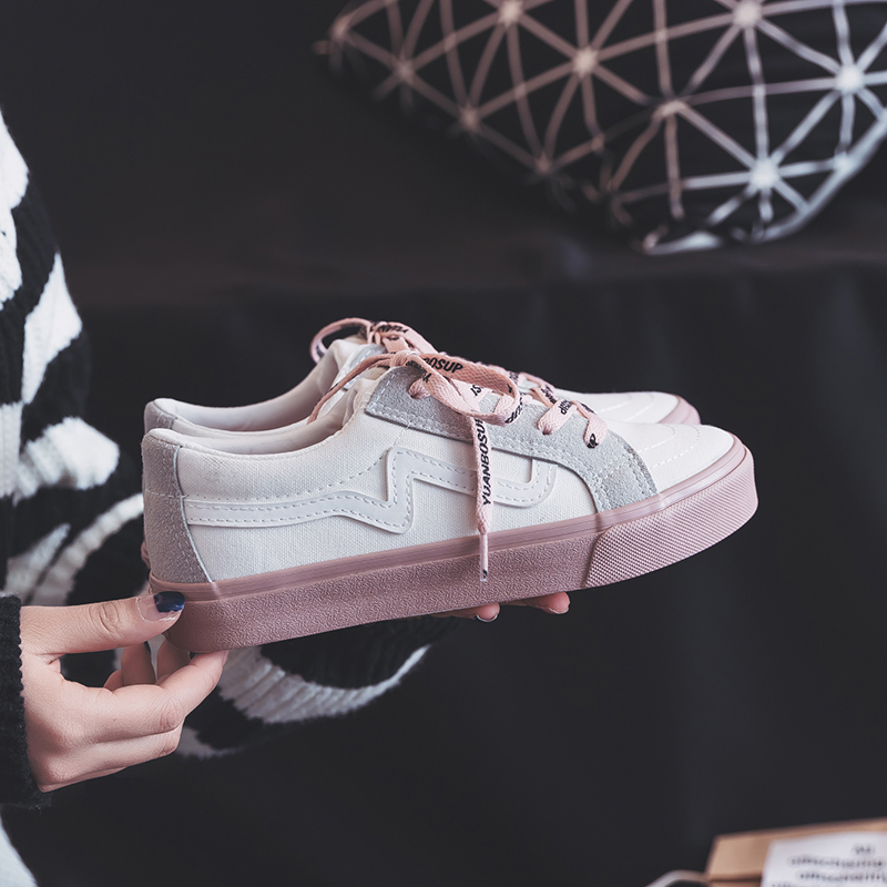 2018 mùa xuân in giày vải nữ sinh viên Hàn Quốc phiên bản của Harajuku ulzzang giày trắng hoang dã giày 1992 giày