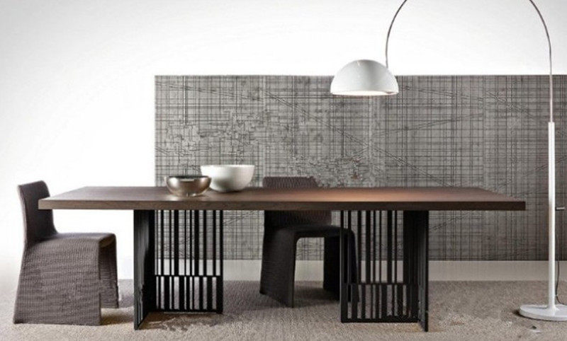 Industrial wind iron solid wood large conference table long strip simple modern rectangular loft desk American dining table