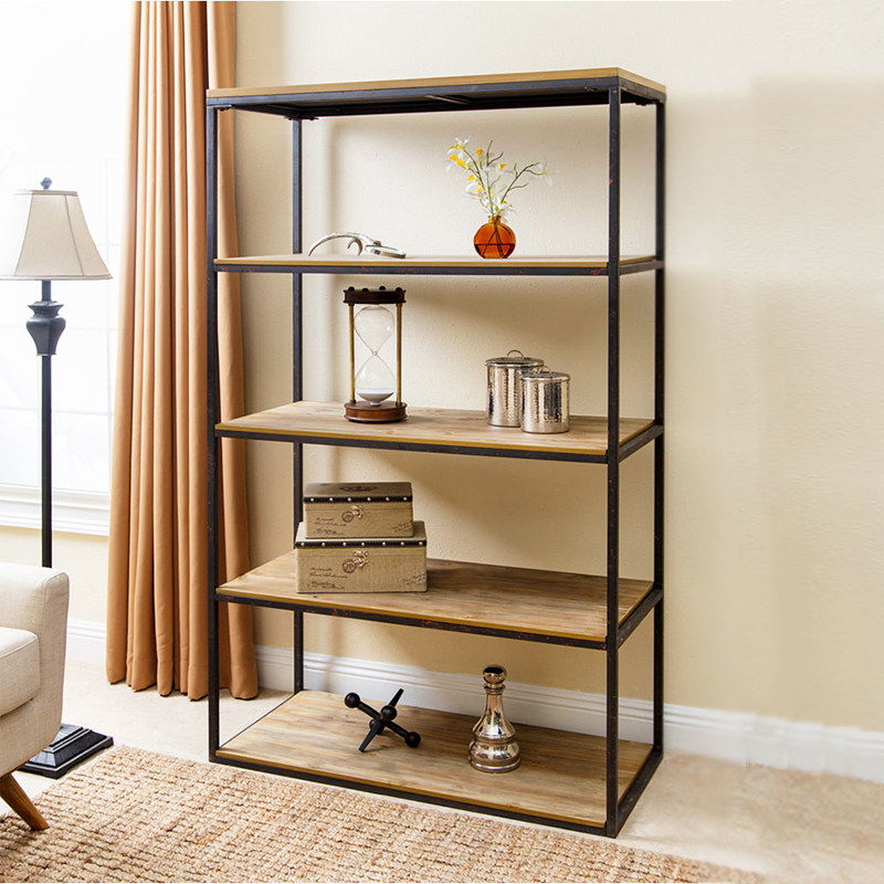 loft retro American kitchen Shelf Iron Art Solid Wood Bookcase Bookcase Shelf Shelf Multilayer Ground Floor