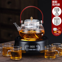 Steam cooking teapot Health pot Household electric pottery stove Black tea tea maker Glass steaming Teapot kettle Kung Fu tea set